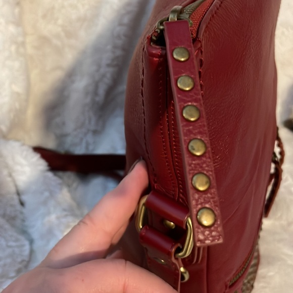 Fenn Wright Manson Leather Crossbody Studded Wine Color - Picture 5 of 10